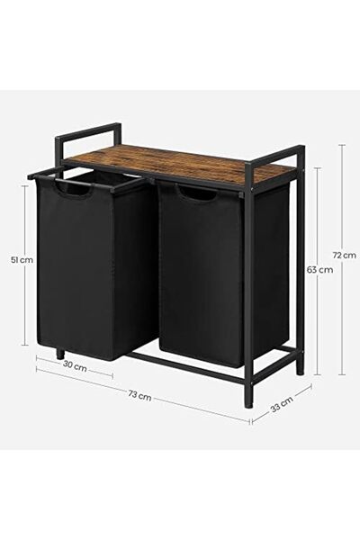 AC BOX 2 Compartment Laundry Basket, Laundry Basket with Shelf, Laundry Bin, Removable Oxford K