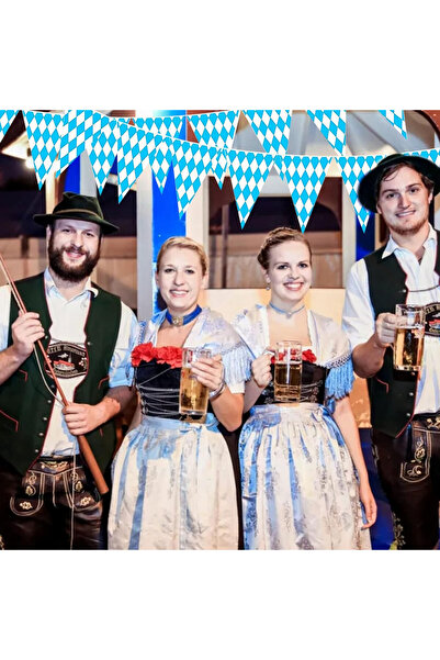 GotGala Set of 2 banners with flags and 20 balloons, polyester/latex, blue/white, 10 m