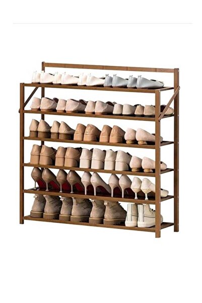 COOYA Bamboo Shoes Rack 6 Tier, Shoe Shelf Stand Free Standing Large,Space Saving for Entryway Living Room