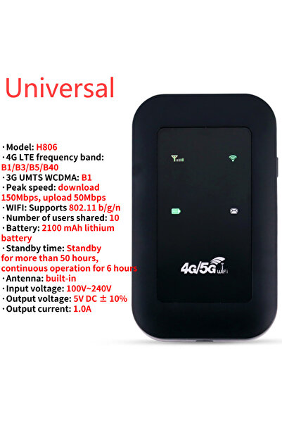 Choice1 جهاز توجيه لاسلكي H806 4G Lte محمول يعمل بتقنية واي فاي بسرعة 150 ميجابت في الثانية، جهاز توجيه لاسلكي 4G LTE بسعة 3000 مللي أمبير في الساعة، مودم MiFi محمول للجيب