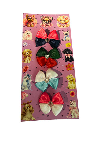 Hubjua Royal Cat Dog Pencil Buckle 4 Pieces Bow Design Stone Model