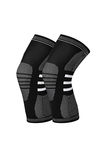 HSAJS Set de 2 genunchiere, textil/silicon, negru/alb, mărimea L