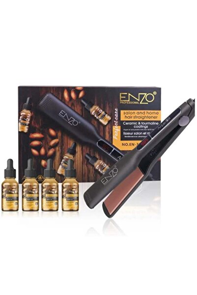 Enzo Professional مكواة فرد الشعر + زيت الشعر