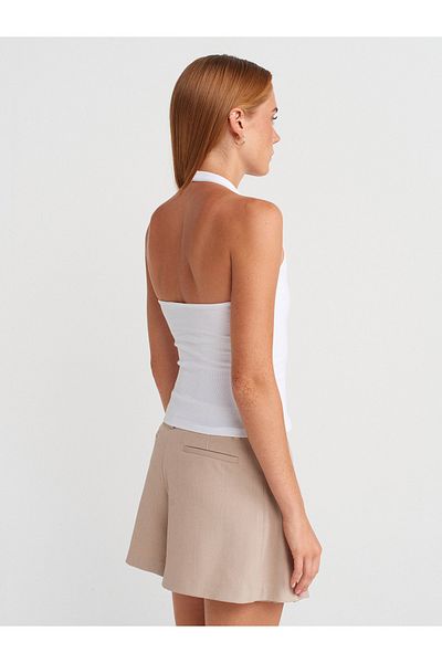 Dilvin 21162 Halter Neck Top-White