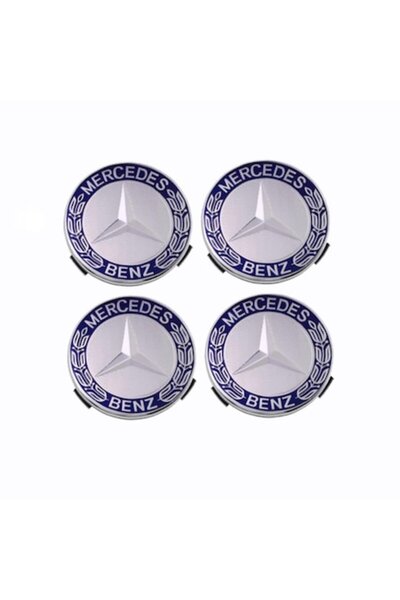 MERCEDES Set 4 capace de jantă, 75 mm Mercedes, pentru jante din aluminiu, albastre