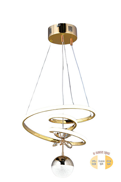EY-EL TASARIM KAOS TEKLİ GOLD 3 RENK LEDLİ AVİZE SARKIT