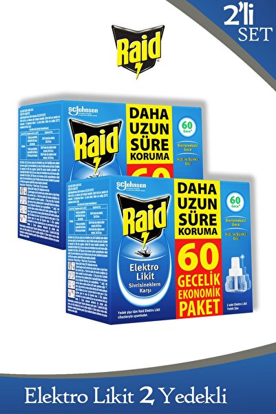 Raid Elekro Likit 2 Yedek 60 Gece Ekonomik Paket (Sivrisineklere Karşı) x 2 Adet