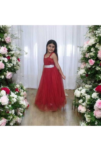 Ahsenimbebe Tulle Hanger Long Girl's Evening Dress