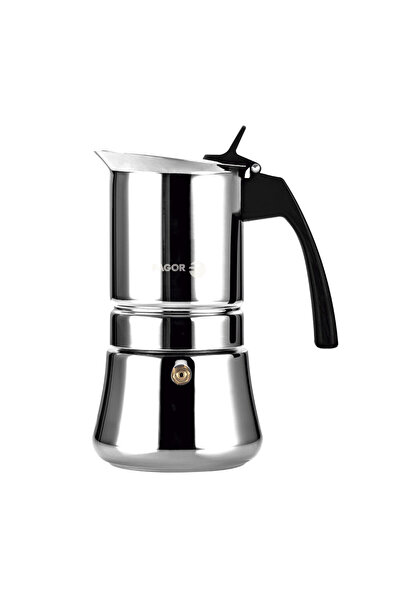 Fagor Etnica Stainless Steel 10 Cups Espresso Coffee Maker Moka Pot Silver