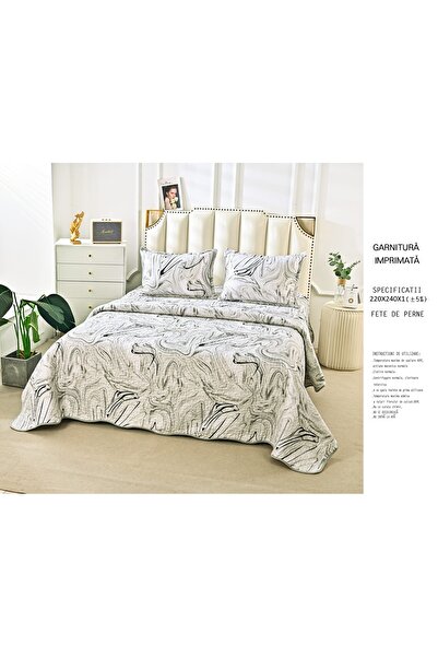 CHIRASO Microfiber Quilted Duvet Set, 2-Sided, 3-Piece, Duvet Cover 220x240cm, 2 Pillowcases