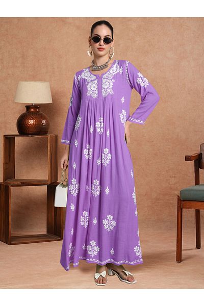 alaya Hand Embroidered Chikankari Rayon Jalabiya-AL4012