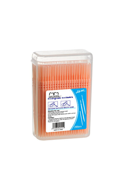 Choice3 فرشاة أسنان برتقالية اللون، 200 قطعة، عود أسنان بلاستيكي معلب، فرشاة أسنان منزلية للاستخدام مرة واحدة