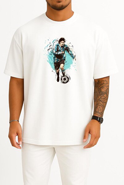 Bahriyeli Collection oversized Μπλουζάκι Unisex με σχέδιο στήθους του Μέσι