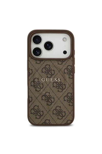 Guess MagSafe 4G PU Leather Case for iPhone 17 Pro, Slim Profile, MagSafe Compatible – Brown