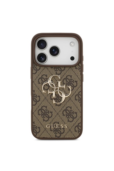Guess PU Leather Case with Big 4G & Classic Logo, Slim Profile for iPhone 17 Pro – Brown
