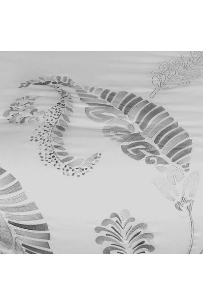 Ch Frochi Light Grey Silver Embroidered Duvet Set King, Double, 9 Piece Set