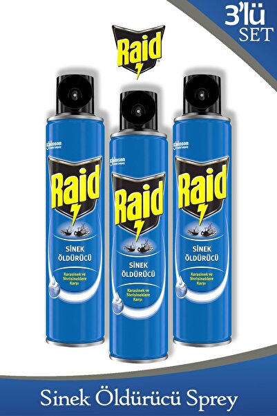 Raid Sivrisinek ve Karasineklere Karşı Sinek Öldürücü Sprey 300 Ml x 3 Adet