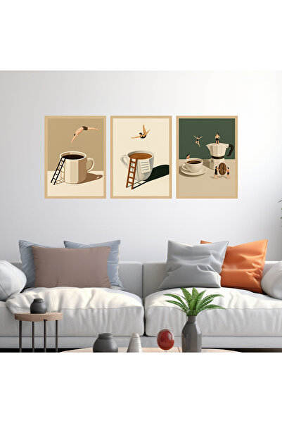 woodsia Set de pictură din lemn MDF cu aspect cadru 3 piese UCMD SET1108