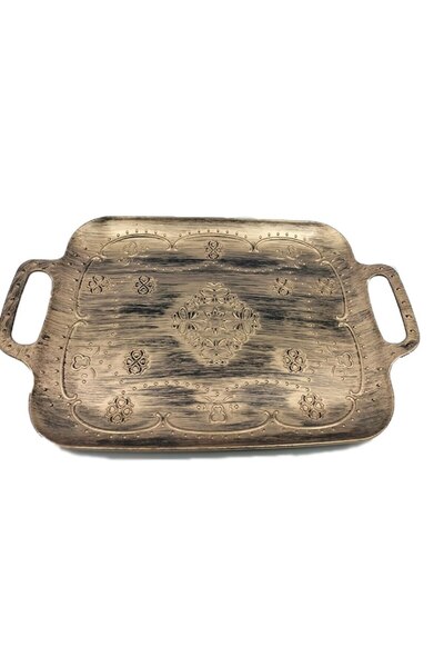 OEM Vintage Style Rectangular Brown Plastic Serving Tray