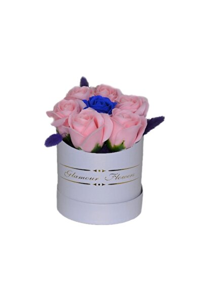 FY FashionForYou Cutie rotundă roz Glamour Flower cu 7 trandafiri de săpun
