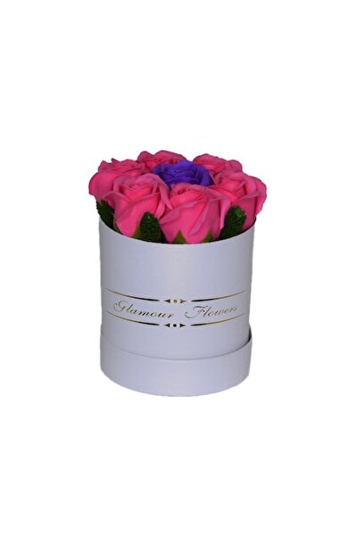 FY FashionForYou Aranjament Floral Glamour Fucsia - Cutie Rotundă cu 7 Tranda...