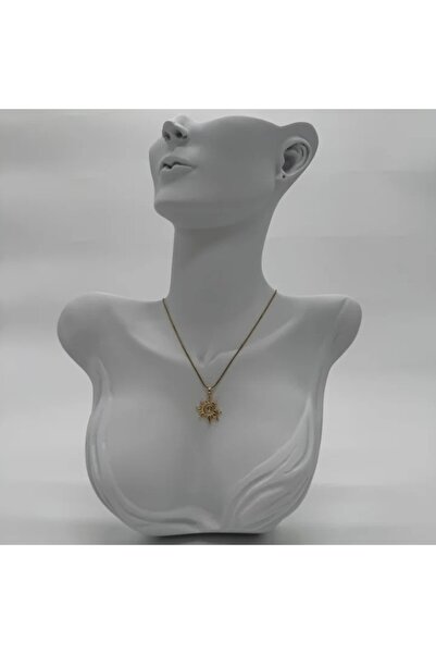 TAKIŞINA قلادة من الفولاذ الذهبي بتفاصيل الشمس - ذهبي