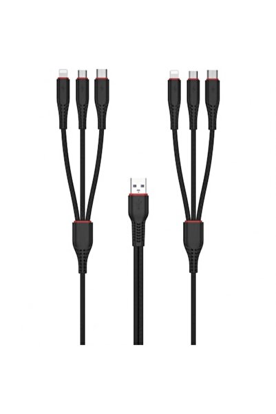 dalip Cablu de încărcare 6 în 1, conector USB A la USB Type-C/MicroUSB/compatibil cu Apple, 18 W, 2 m, negru