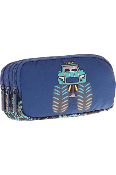 KAUKKO Geantă pentru creion cu 3 compartimente pentru copii (truck din piele)...