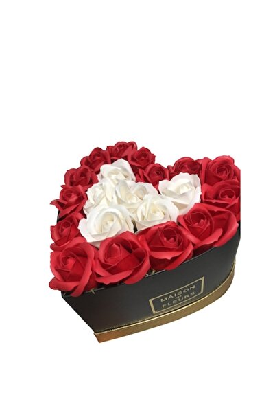 Colorissima Inimă de trandafiri roșii și albi, Colorissima, 22 cm