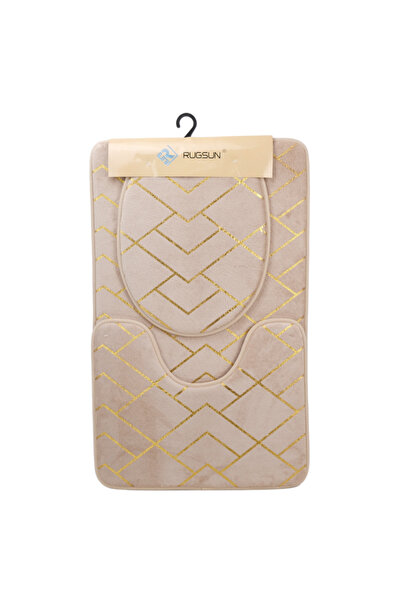 OEM Set 3 Covorase de baie, antiderapante, Golden Lines, 80 x 50 cm, Crem