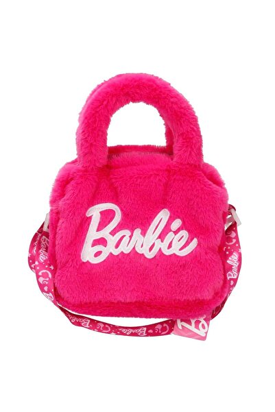 Barbie Yazılı Pembe Peluş Omuz Çantası 3015