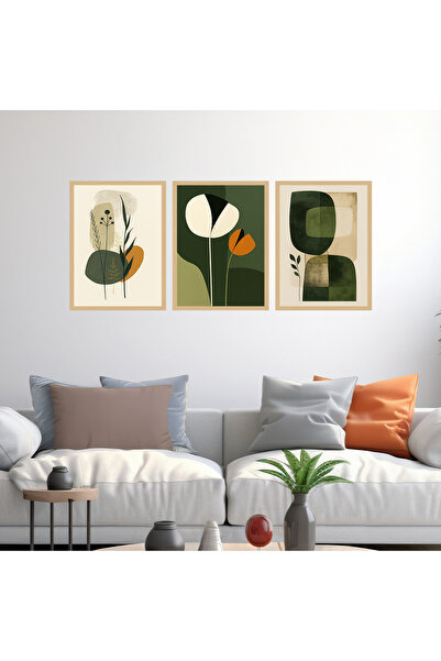 woodsia 3 Parça Çerçeve Görünümlü Ahşap Mdf Tablo Seti UCMD SET1122