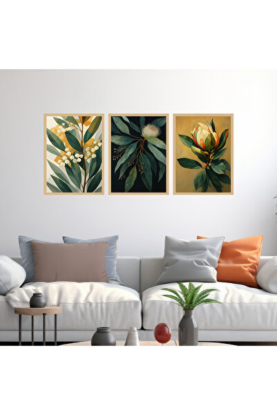 woodsia Set de pictură din lemn MDF cu aspect cadru 3 piese UCMD SET1105