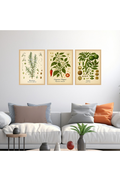 woodsia Set de pictură din lemn MDF cu aspect cadru 3 piese UCMD SET1112