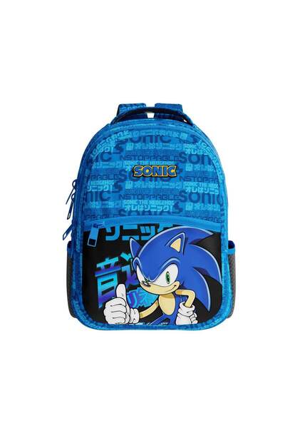 Sonic The Hedgehog Desenli Mavi Okul Çantası 3104