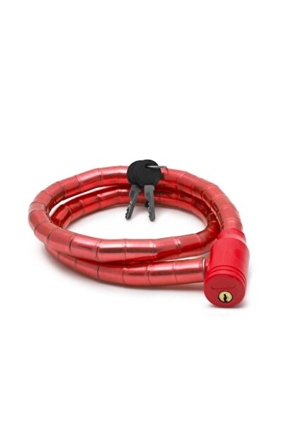 Dali Anti-theft bike lock with 2 keys, steel rollers, 18mm diameter, 100cm length, plastic-coated, Red