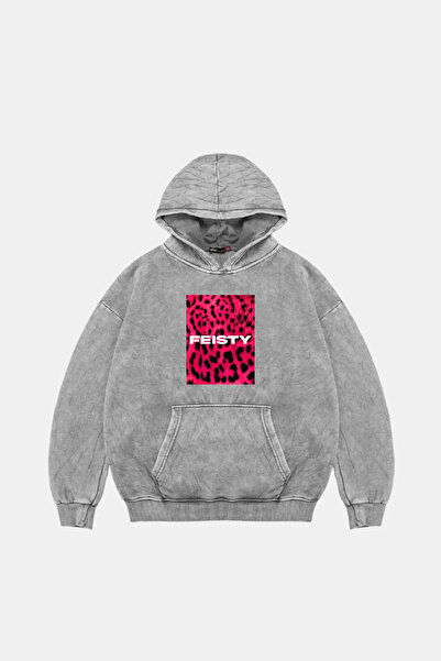 Bak Moda Λευκό φούτερ με στάμπα Feisty που πλένεται