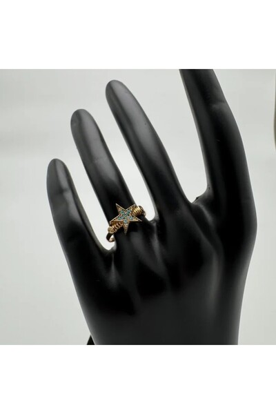 TAKIŞINA خاتم ذهبي على شكل نجمة زرقاء صيفية - ذهبي