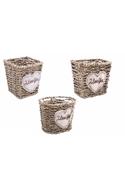 OEM Set 3 decorative woven baskets, 12 x 9 x 10 cm