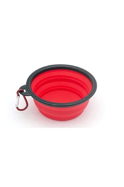 dalip Bol din silicon pentru caini si pisici, pliabil, 300ml capacitate, 13 cm diametru, Rosu