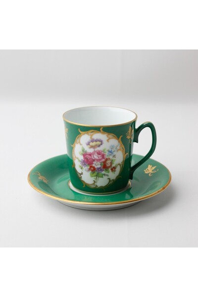 Pars Antika Limoges France Marka El Boyama Antika Kahve Fincanı