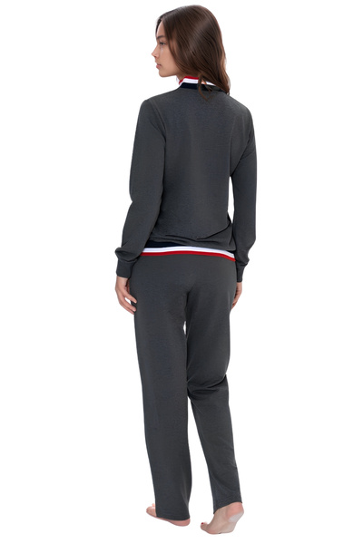 U.S. Polo Assn. Women's Long Sleeve Cotton Stylish and Comfortable Stand Collar Pajama Set