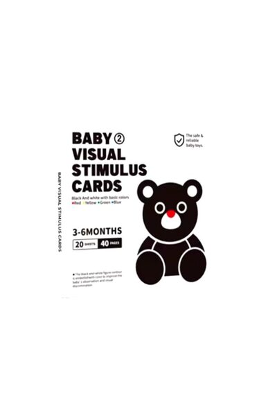 Kareldo Set 20 de cartonașe cu contrast vizual pentru bebeluși 3-6 luni, Montessori