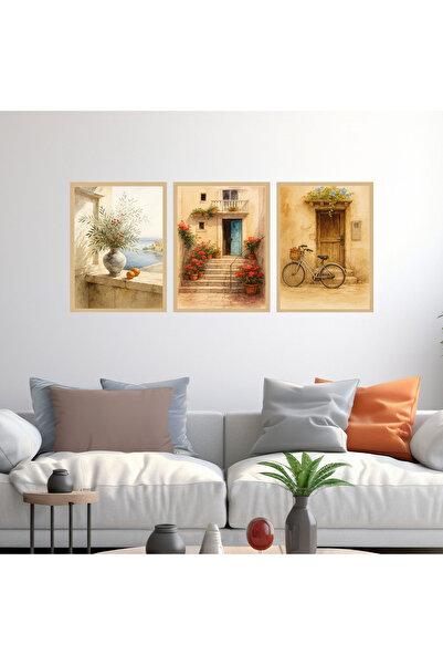 woodsia Set de pictură din lemn MDF cu aspect cadru 3 piese UCMD SET1132