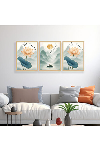 woodsia Set de pictură din lemn MDF cu aspect cadru 3 piese UCMD SET1084