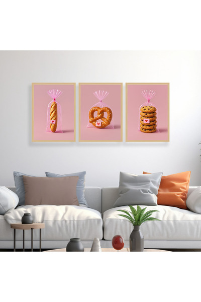 woodsia Set de pictură din lemn MDF cu aspect cadru 3 piese UCMD SET1095