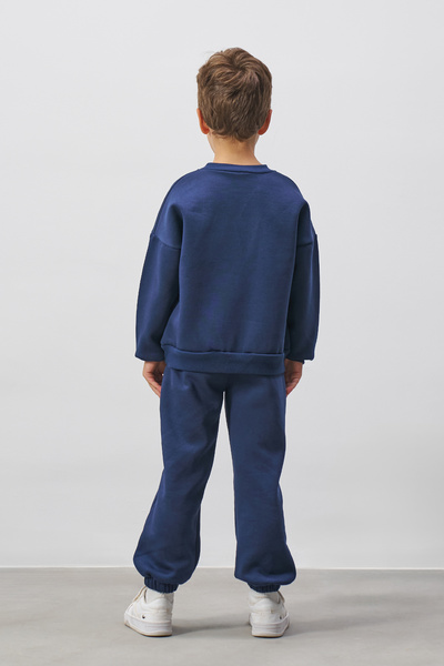 Minipodyum Embroidered Boy's Top and Bottom Tracksuit Set