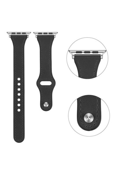 Dali Curea de ceas din piele pentru femei, compatibilă cu Apple Watch 1/2/3/4/5/6/7/8/9/SE/SE 2, 38/40/41 mm, neagră