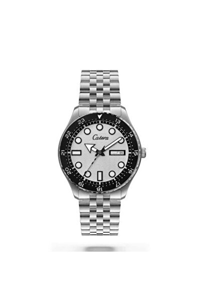 catera Limited-time offer: Men's watches with a silver steel strap, black and silver bezel, and a sky-blue frame.