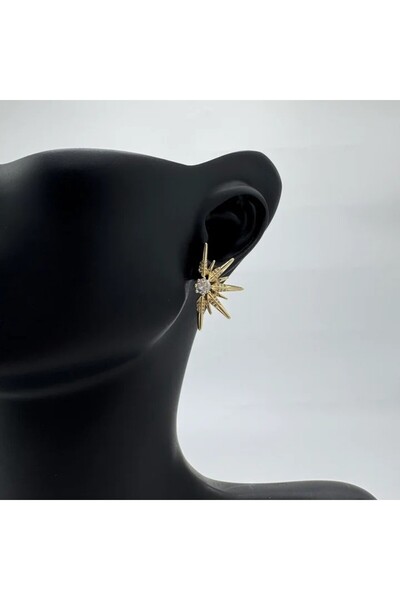 TAKIŞINA Special Series Stone Detail Star Earrings - Gold